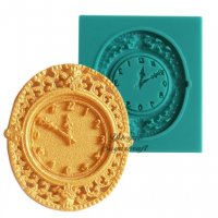 Старинен часовник силиконов молд форма декорация тесто фондан шоколад, снимка 1 - Форми - 25375670