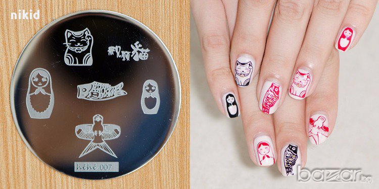 кръгла плочка / щампа шаблон за печат на нокти hehe 007, снимка 1