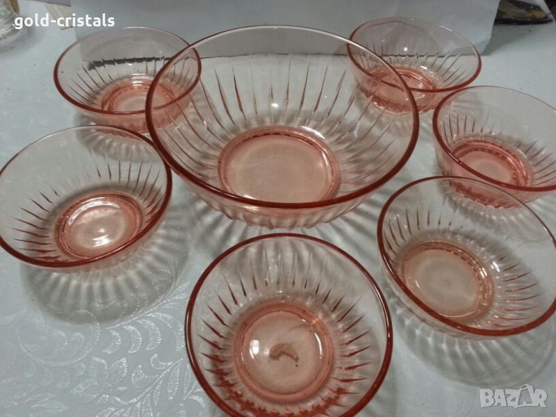 Стъклени купички розово стъкло, снимка 1