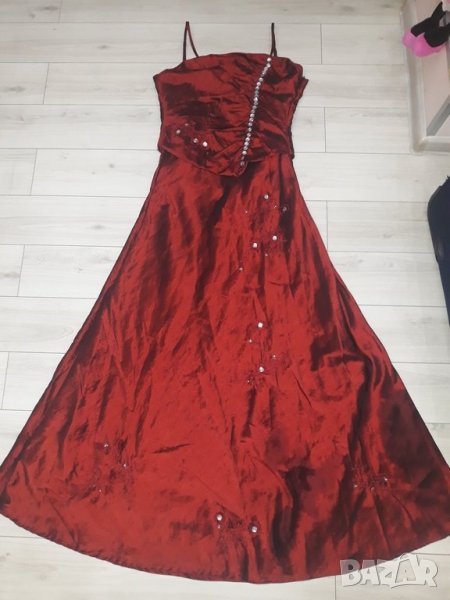 Абитуриентска Вишнева официална дълга бутикова рокля , снимка 1