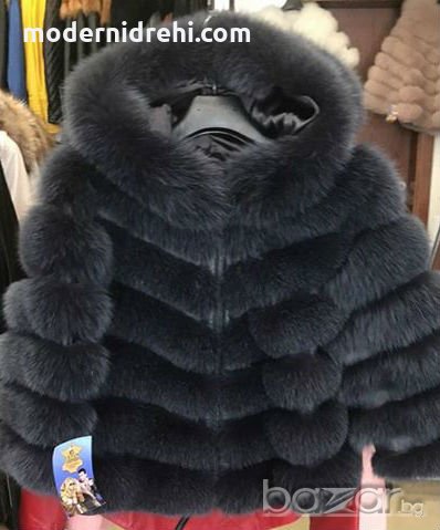 Дамско черно палто от лисица , снимка 1