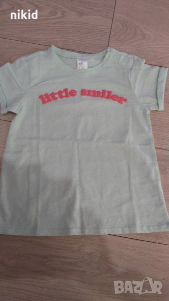 HM H&M ХМ little smiler детска тениска в резедаво, снимка 1