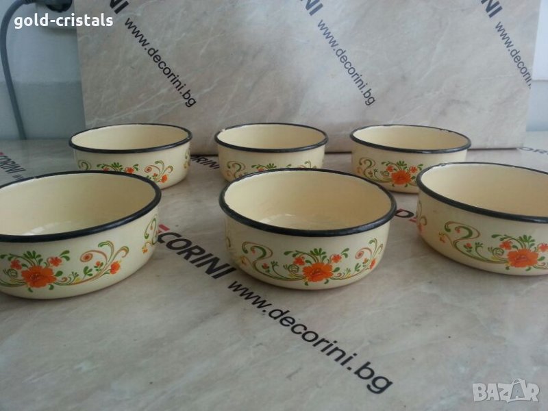 Сервиз метални емайлирани  купи, снимка 1