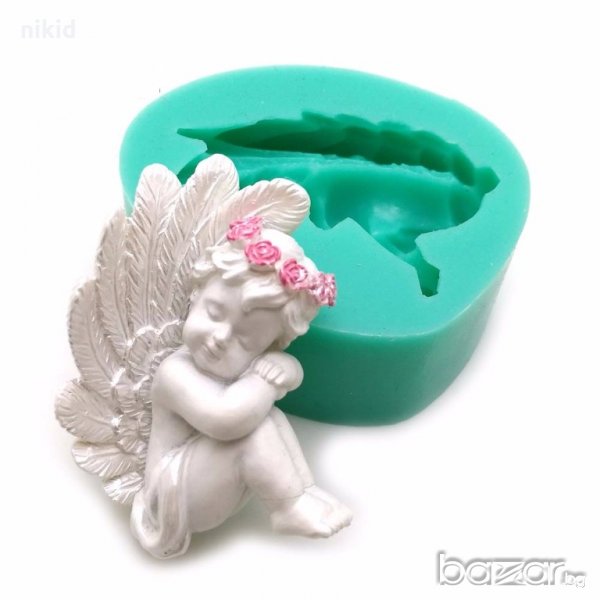 Свито ангелче с венец ангел силиконов молд форма декорация украса фондан торта мъфини и др, снимка 1