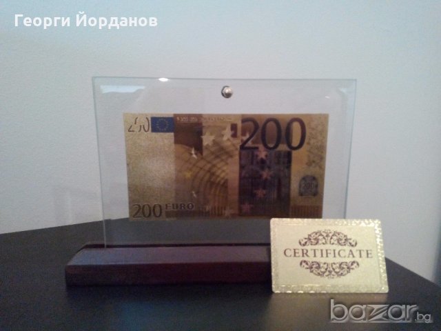 Сувенири 10 евро златни банкноти + сертфикат подарък, снимка 11 - Декорация за дома - 19322928