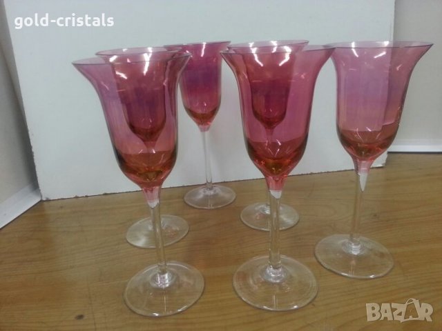 Сервиз чаши за вино цветно стъкло, снимка 12 - Антикварни и старинни предмети - 22450614