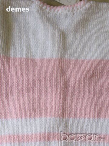 Прекрасна машинно плетена жилетка в бяло и розово размер 30, нова, снимка 10 - Детски пуловери и жилетки - 15826536
