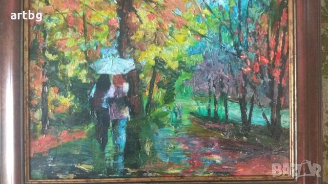 Автентична картина "Разговор", снимка 2 - Картини - 24694451