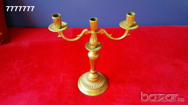 Масивен бронзов свещник, снимка 2 - Антикварни и старинни предмети - 17962538