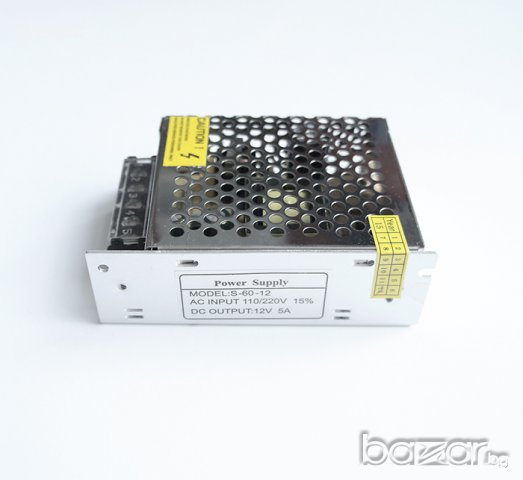 Адаптер метален за LED осветление стабилизиран 12V 5A 60W, снимка 1 - Лед осветление - 17441547
