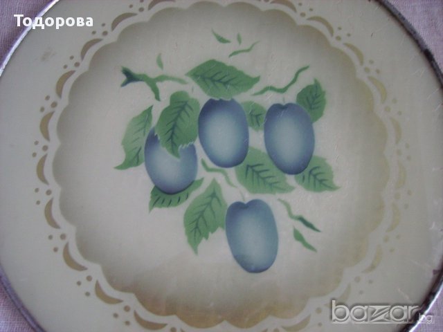 Старинен поднос-стъкло и метал., снимка 4 - Антикварни и старинни предмети - 15561948