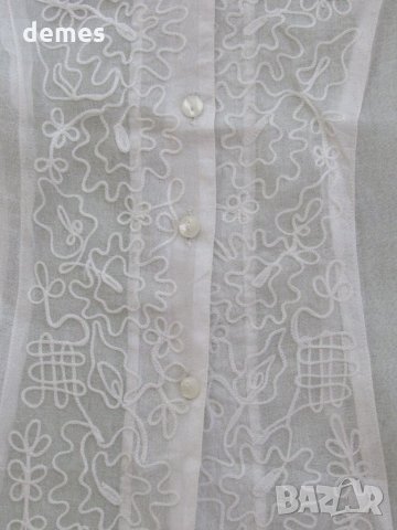 Дамска бяла блуза без ръкав от шифон размер М, снимка 3 - Туники - 21887844