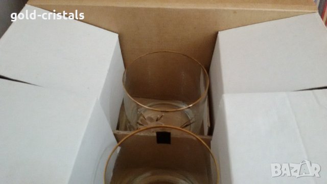 ретро стъклени чаши за уиски с златен кант , снимка 8 - Антикварни и старинни предмети - 22097497