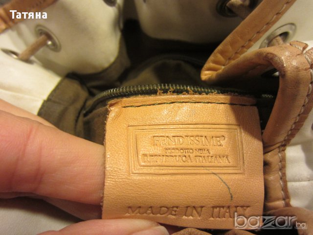 ЧАНТА- FENDISSIME;ИТАЛИЯ ;ЗАЕШКА/ушита по поръчка  / КОЖЕНИ/ЗЛАТИСТИ-  чанта и плик;, снимка 3 - Чанти - 12551912
