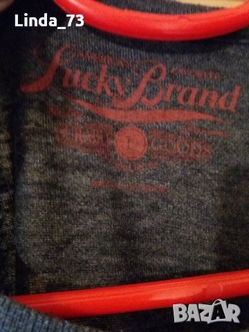 Мъж.тениска-"LUCKY BRAND"-/полиес.+пам.+изк.коприна/-тъм.сива. Закупена от Германия., снимка 3 - Тениски - 21861682