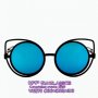 котешки слънчеви очила сини огледални стъкла, снимка 1 - Слънчеви и диоптрични очила - 18332177