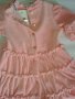 Детска рокля памучен плюш с  волани r дълъг ръкав в бледо розов цвят, снимка 3