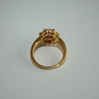 Сребърен пръстен с естествен рубин и 18 К позлата, снимка 3 - Пръстени - 22037141