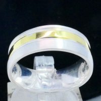 Сребърен пръстен/халка двуцветен 925 позлатен, снимка 2 - Пръстени - 23584967