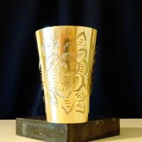 Старинна месингова чаша,бижу. , снимка 3 - Антикварни и старинни предмети - 25691400