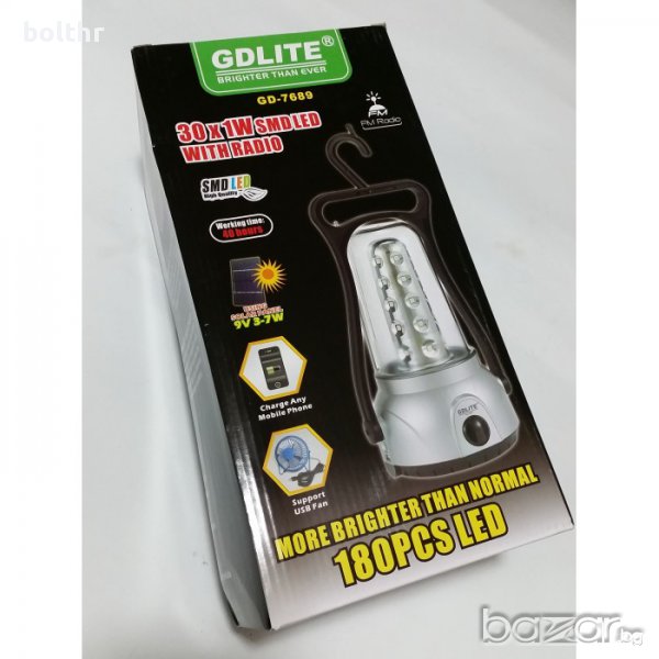 СОЛАРНА ОСВЕТИТЕЛНА СИСТЕМА КОМПЛЕКТ С РАДИО GD LITE GD-7689, снимка 1