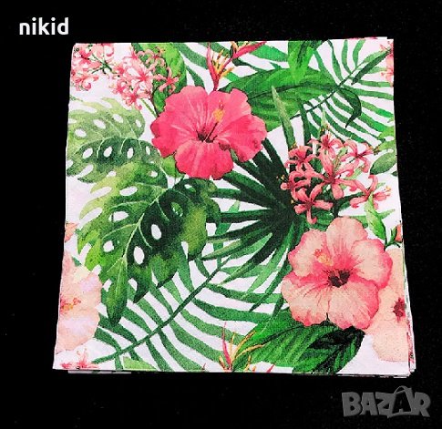 Хибискус Каркаде Хаваи 10 парти салфетки рожден ден Декупаж, снимка 1