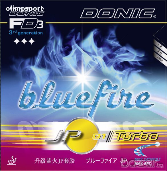 гума за тенис на маса Donic Blue Fire JP 01 Turbo нова оригинална квадрат дебелина мах черна,червена, снимка 1