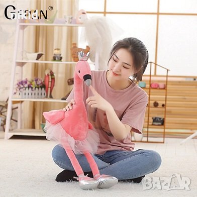 35cm Фламинго балерина с корона плюшена играчка, снимка 1