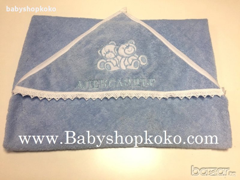 Бебешка хавлия с качулка бродерия, снимка 1