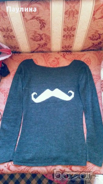 Блуза с бели мустаци, снимка 1