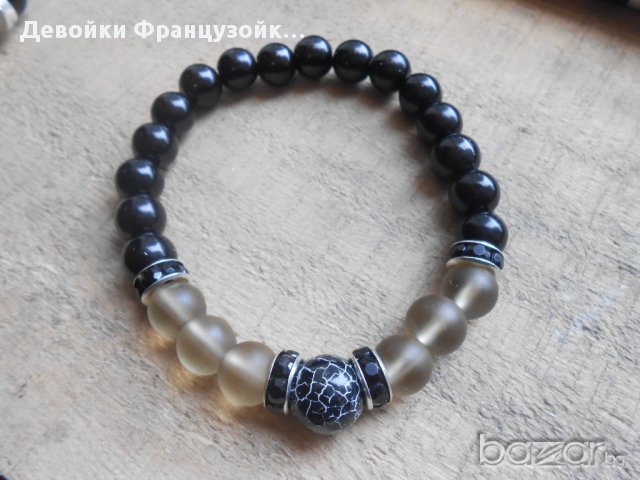 Гривна от естествени камъни "елегантно черно", снимка 3 - Гривни - 8584582