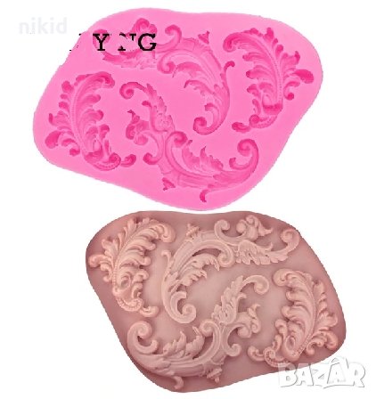 ОР48 Големи 4 Орнамента силиконов молд форма декорация торта фондан шоколад и др