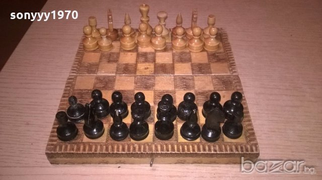 стар шах 17х17см-дървен, снимка 2 - Колекции - 19547537