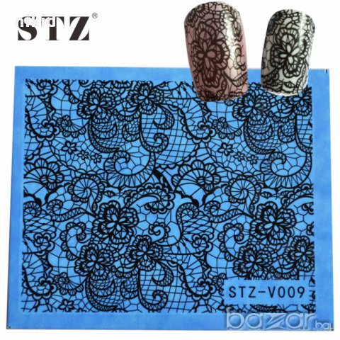 STZ-V009 цял листче дантела татос ваденки водни стикери за нокти маникюр
