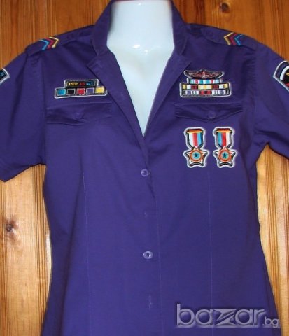 Дамска лилава риза, L , снимка 4 - Ризи - 18301073