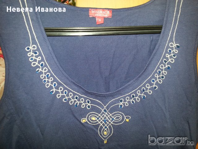 Блуза без ръкав тъмносиня S-М, снимка 2 - Тениски - 15007873