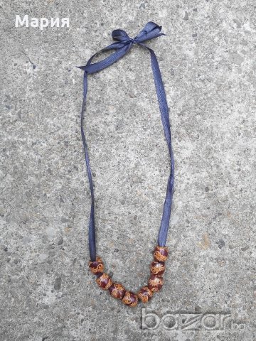 Ново!Красиво колие-естествени материали ръчно рисувано