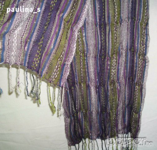 Атрактивен копринен шал с ламена нишка, снимка 2 - Шалове - 14315935