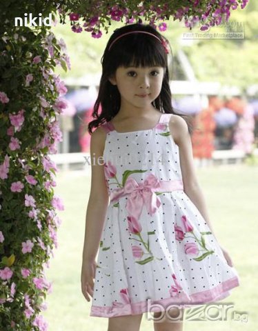 нежни цветя бял фон детска рокля, снимка 1 - Детски рокли и поли - 18649230