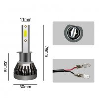 3000050728 Комплект LED Лед Диодни Крушки за фар Amio Mini H1 - 36W. Над 150% по-ярка светлина 6000К, снимка 4 - Аксесоари и консумативи - 25795250