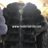 Дамско палто от лисица турско черно , снимка 1 - Сака - 19551565