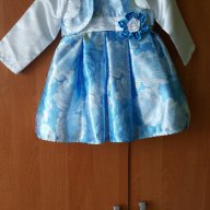 Официална детска рокля в синьо с болеро, снимка 1 - Бебешки рокли - 17302358