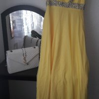Бална рокля жълта с връзка корсет, снимка 4 - Рокли - 20563499