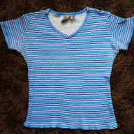 Дамска блузка с къс ръкав с V-образно деколте, снимка 1 - Тениски - 8956893