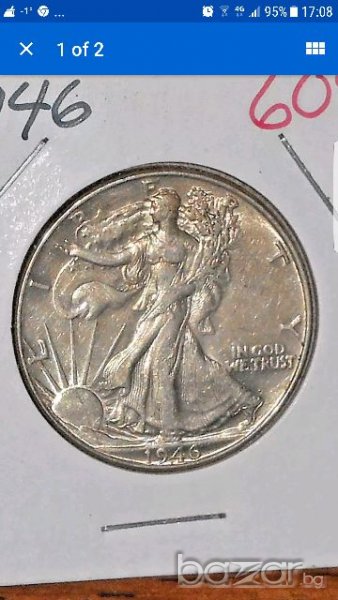 USA  50 Cents 1946 Philadelphia Mint in XF-AUNC CONDITION, снимка 1