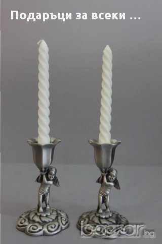 Комплект свещници Ангели, метални 2 броя, снимка 1 - Подаръци за рожден ден - 11502566