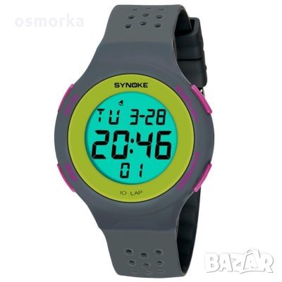 Нов дамски спортен часовник много функции сиво зелено розово Synoke, снимка 4 - Дамски - 23410364