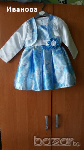 Официална детска рокля в синьо с болеро, снимка 1 - Бебешки рокли - 17302358