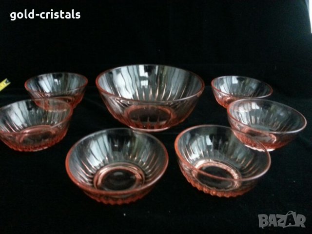 Стъклени купички розово стъкло, снимка 6 - Сервизи - 24077757