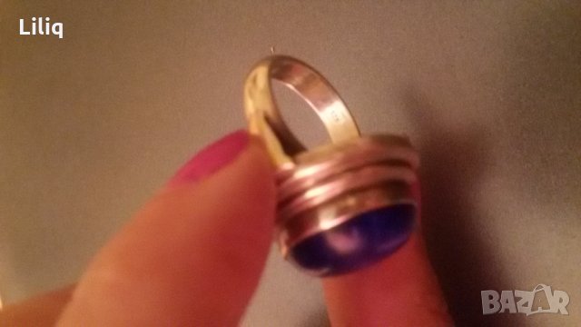Уникален сребърен пръстен с Лапис Лазули, снимка 6 - Пръстени - 22460218